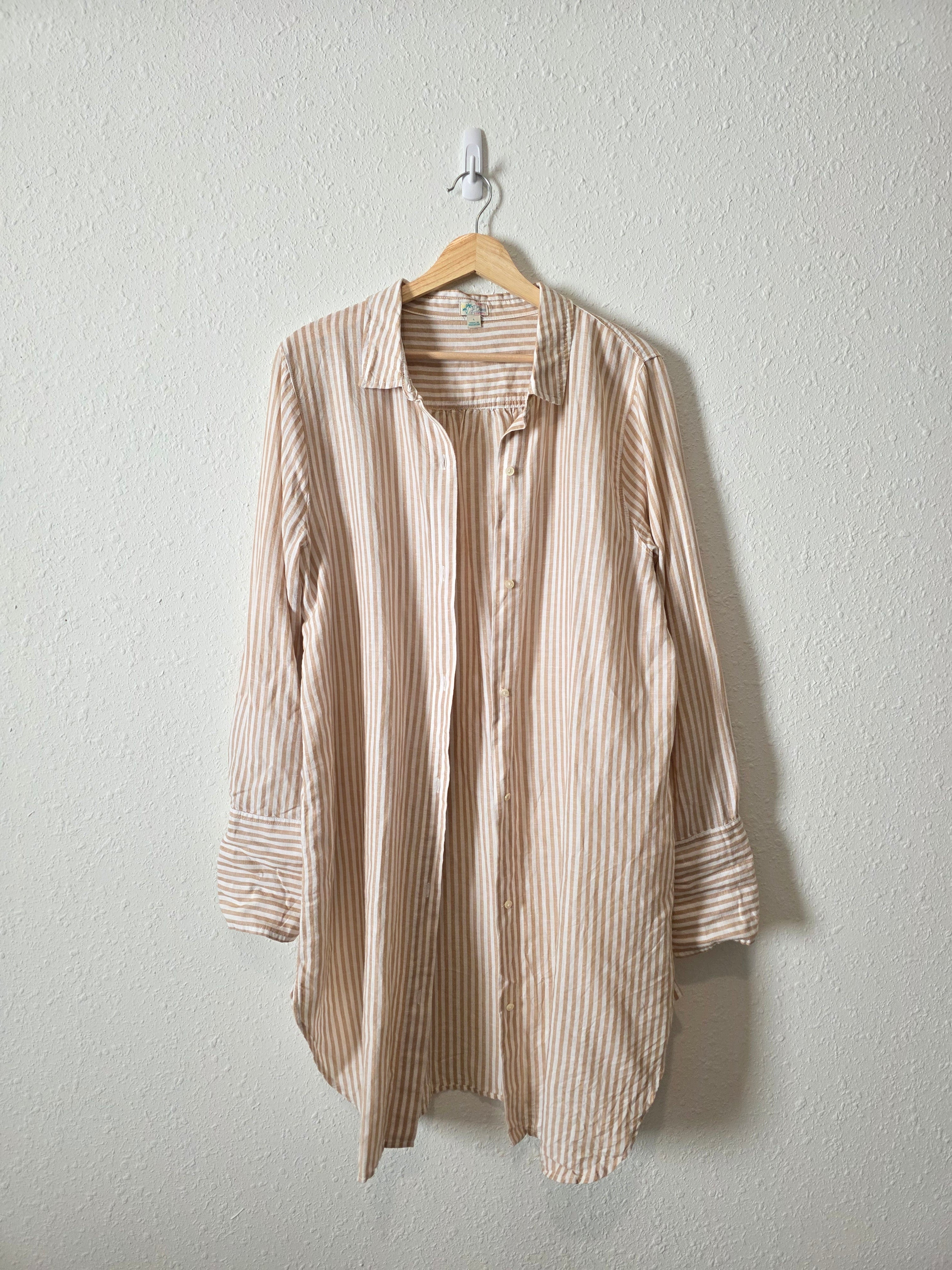 J.Crew Linen Cotton Striped Button Up (L)
