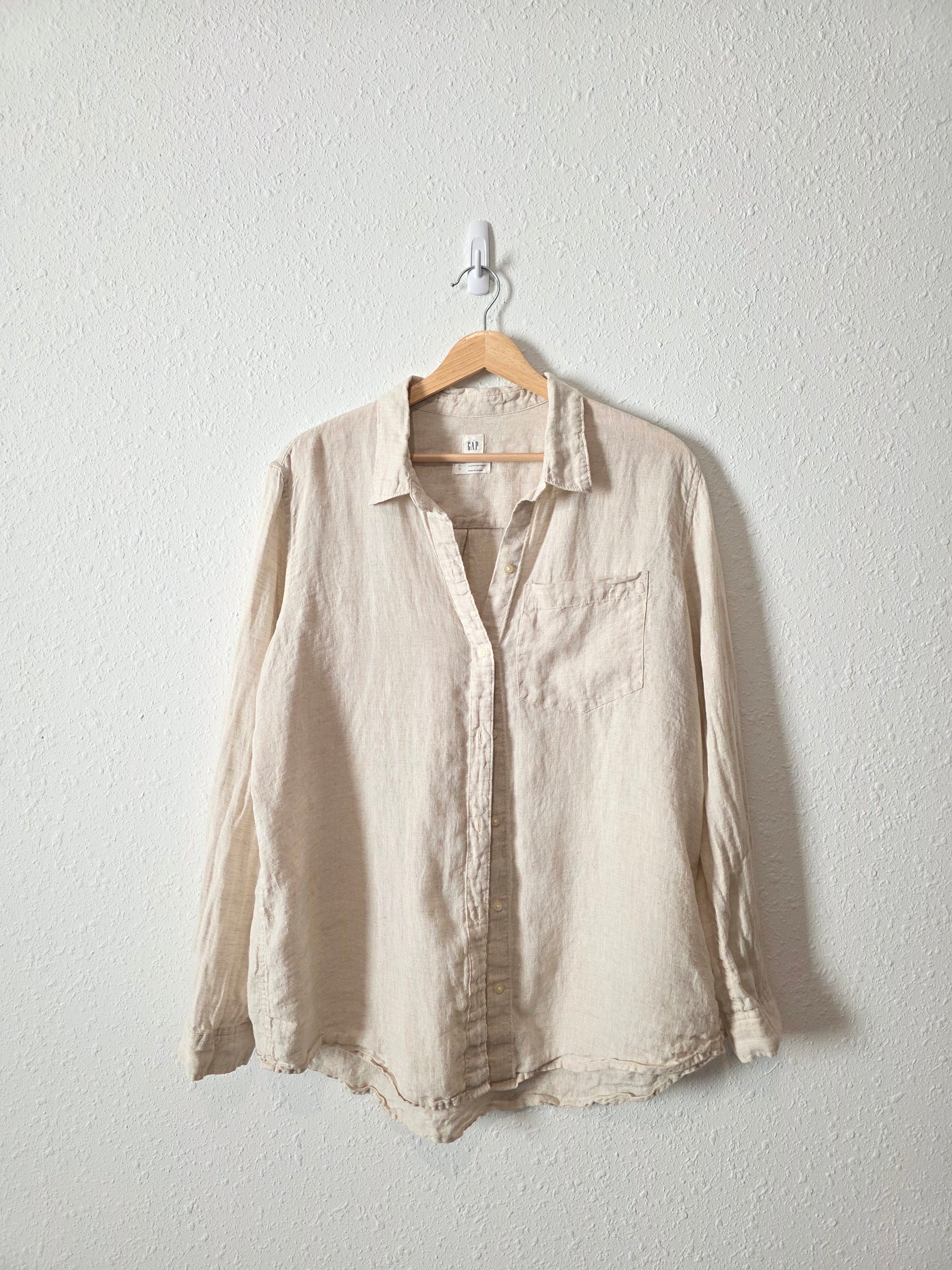 Gap Oat Linen Button Up (L)