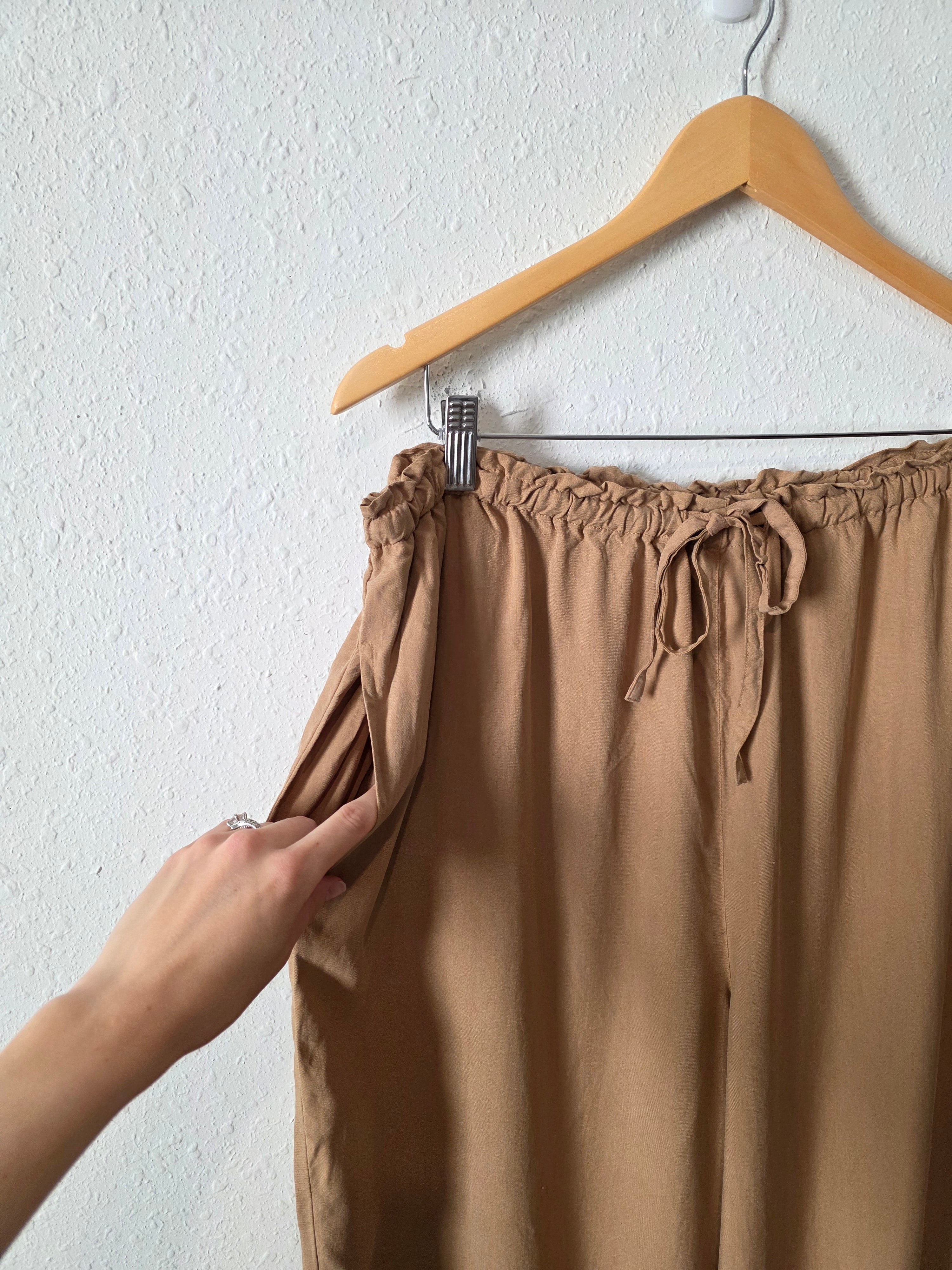 Vintage Wide Leg Silk Pants (XL)