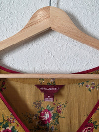 Mustard Floral Cotton Maxi Dress (M)