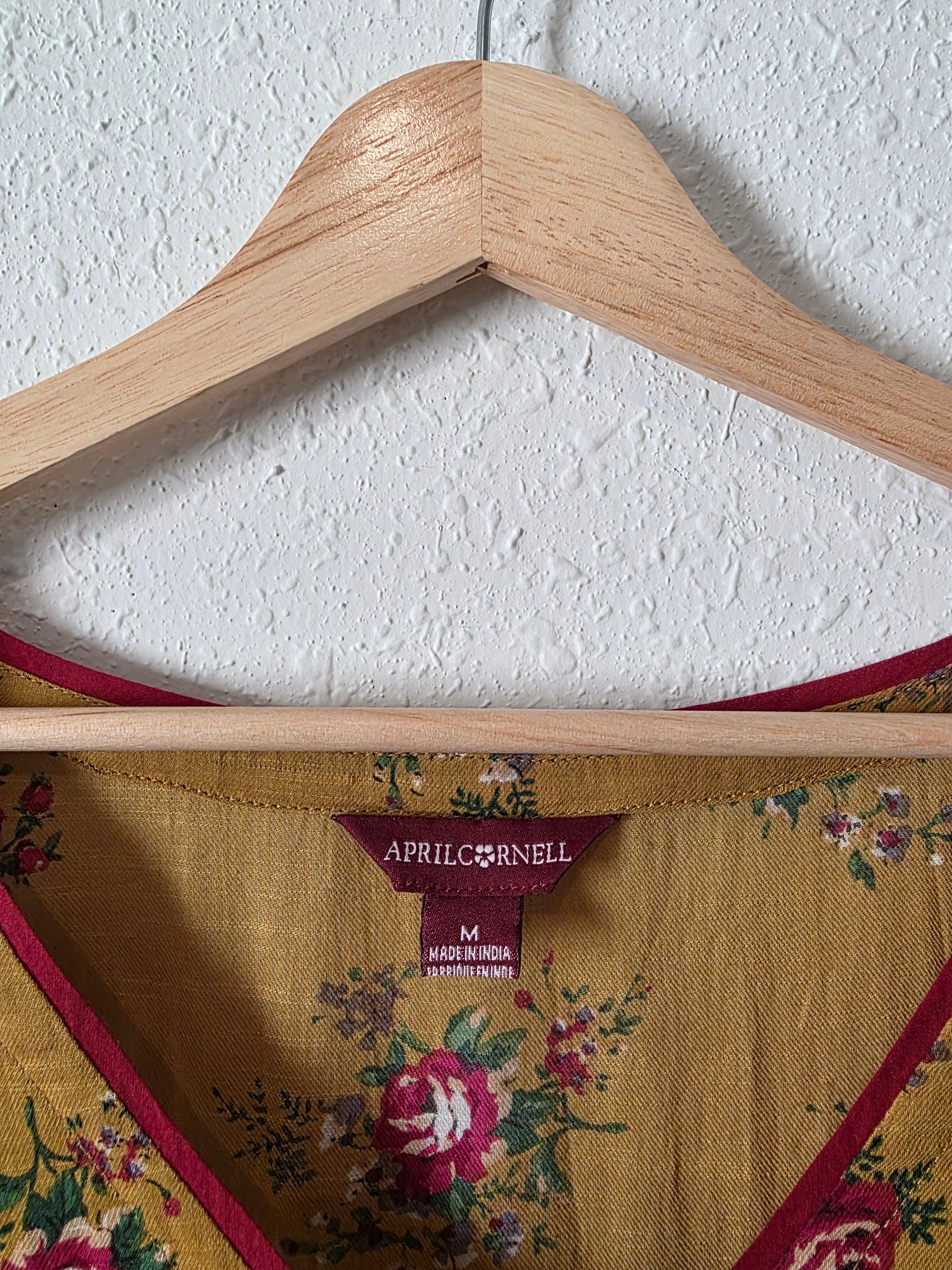 Mustard Floral Cotton Maxi Dress (M)