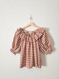 Gingham Puff Sleeve Top (L)