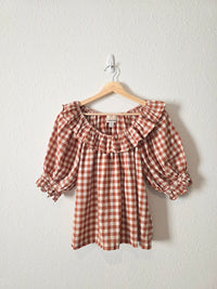 Gingham Puff Sleeve Top (L)