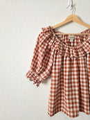 Gingham Puff Sleeve Top (L)