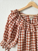 Gingham Puff Sleeve Top (L)