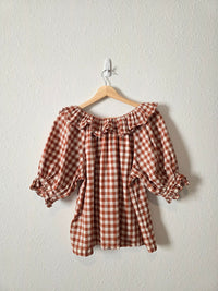 Gingham Puff Sleeve Top (L)