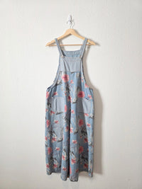 Wide Leg Floral Denim Overalls (M)