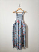 Wide Leg Floral Denim Overalls (M)