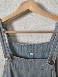 Wide Leg Floral Denim Overalls (M)