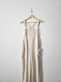 Oat Linen Blend Overalls (S)