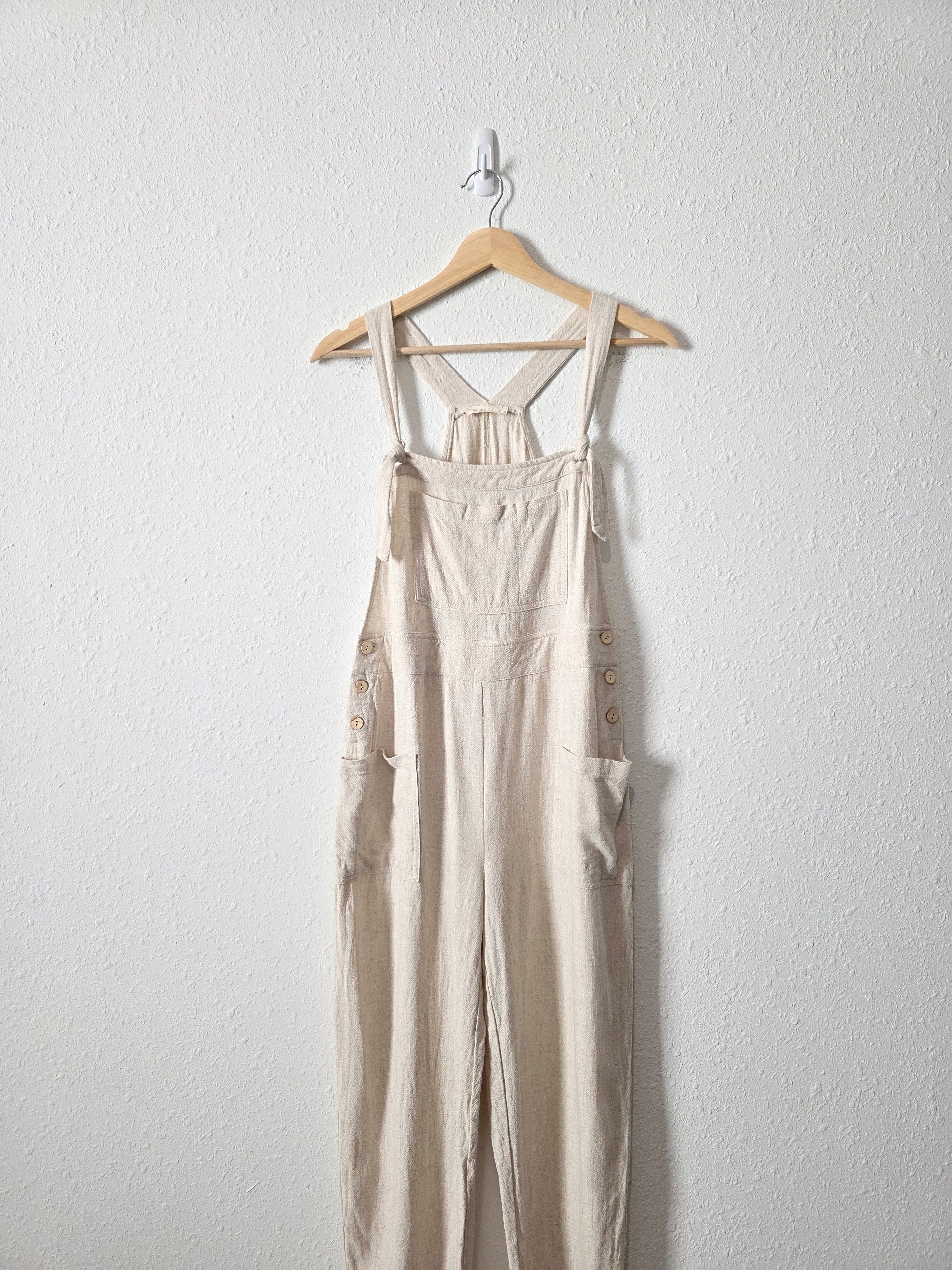 Oat Linen Blend Overalls (S)