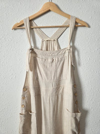 Oat Linen Blend Overalls (S)