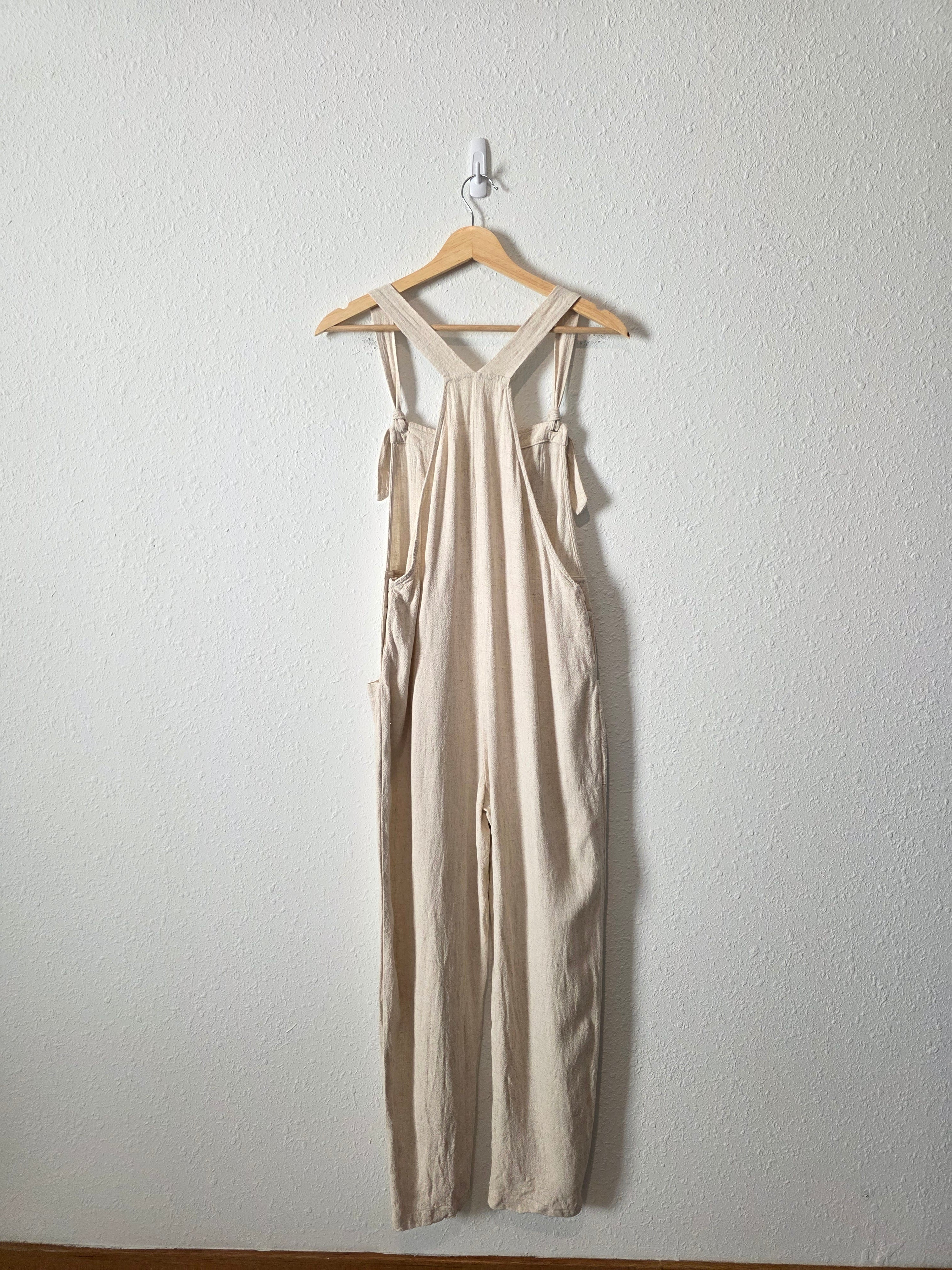 Oat Linen Blend Overalls (S)