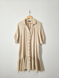 Neutral Cotton Gauze Dress (S)