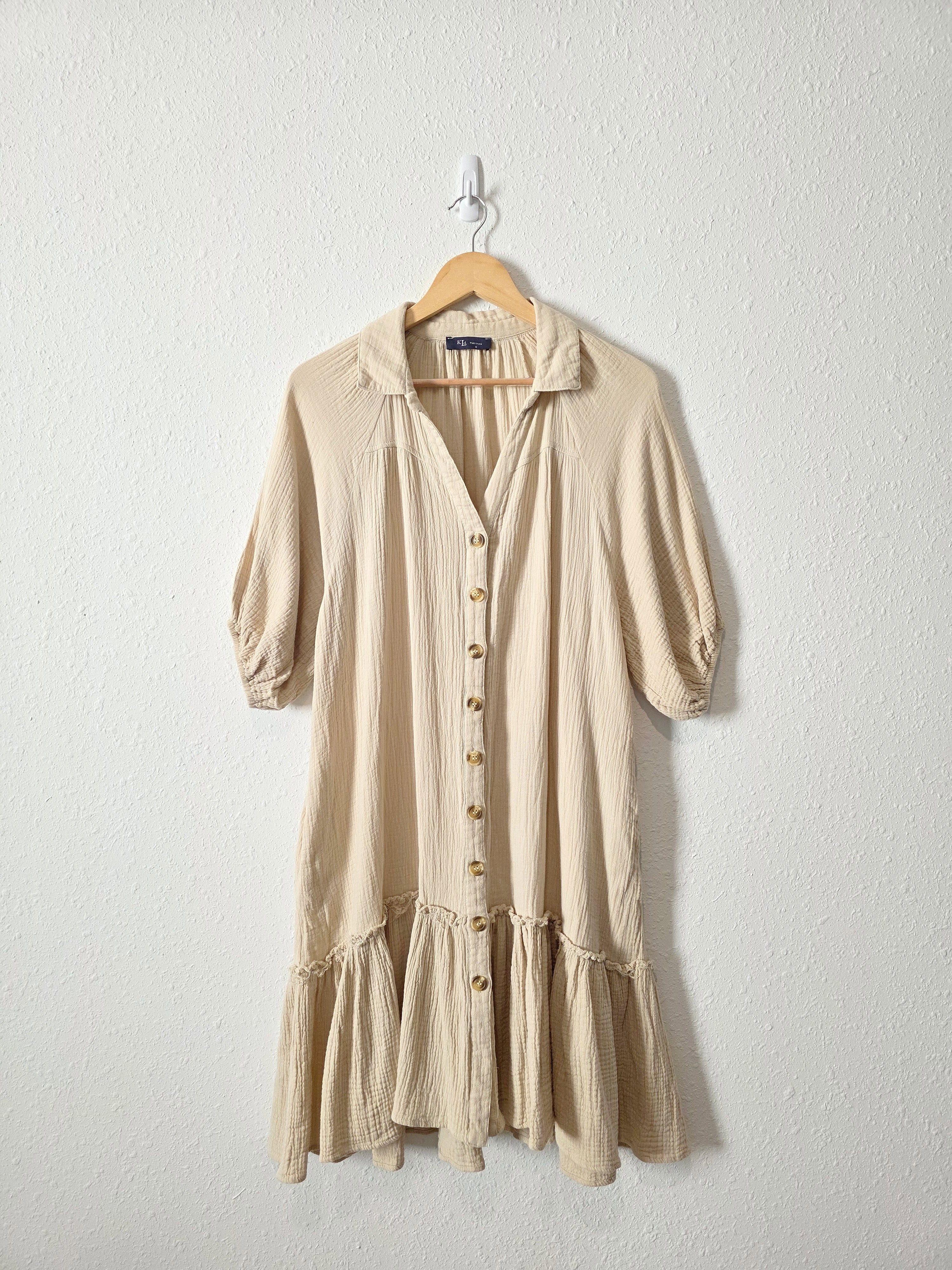 Neutral Cotton Gauze Dress (S)