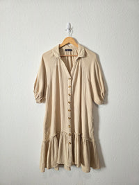 Neutral Cotton Gauze Dress (S)