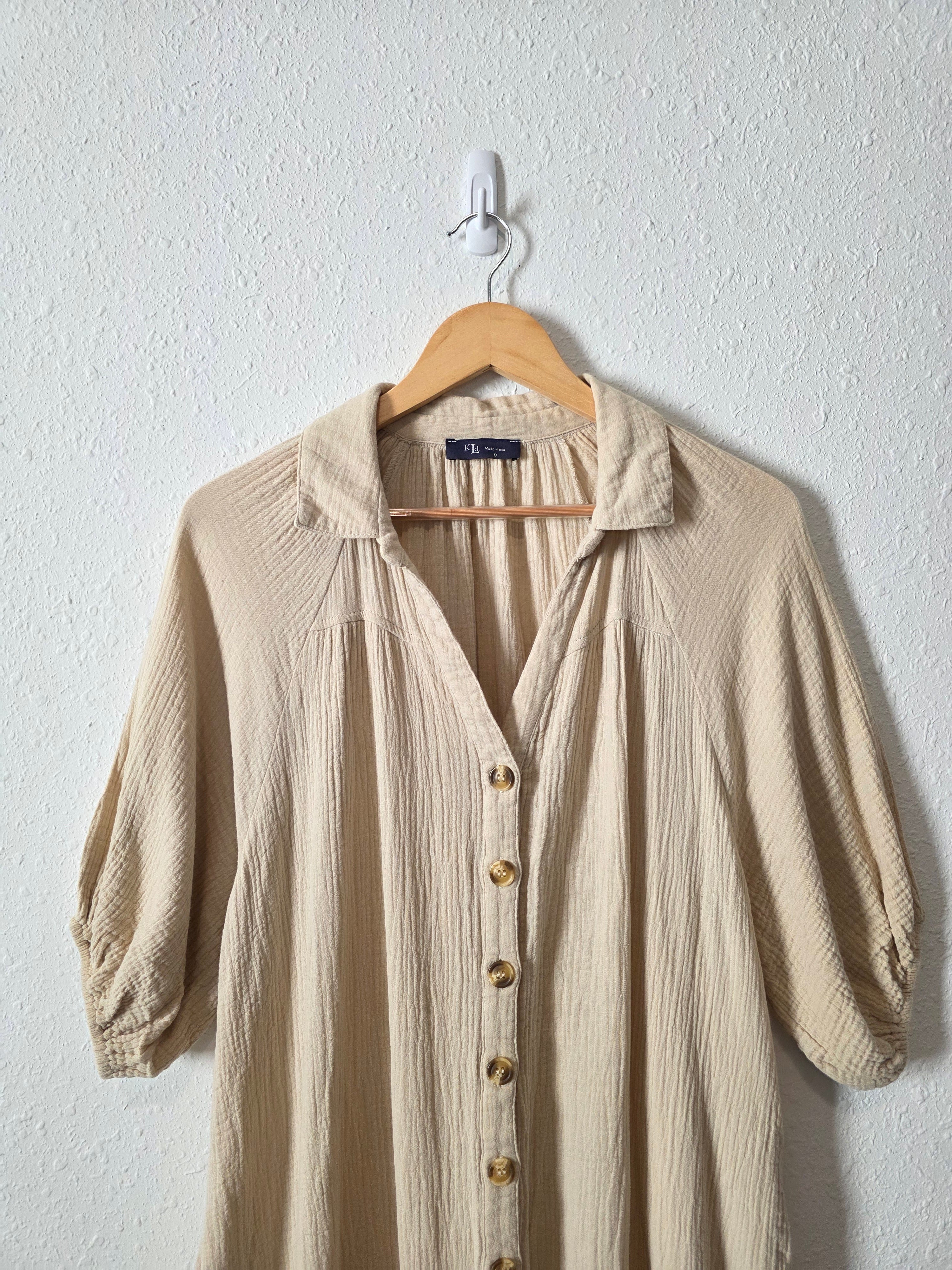 Neutral Cotton Gauze Dress (S)
