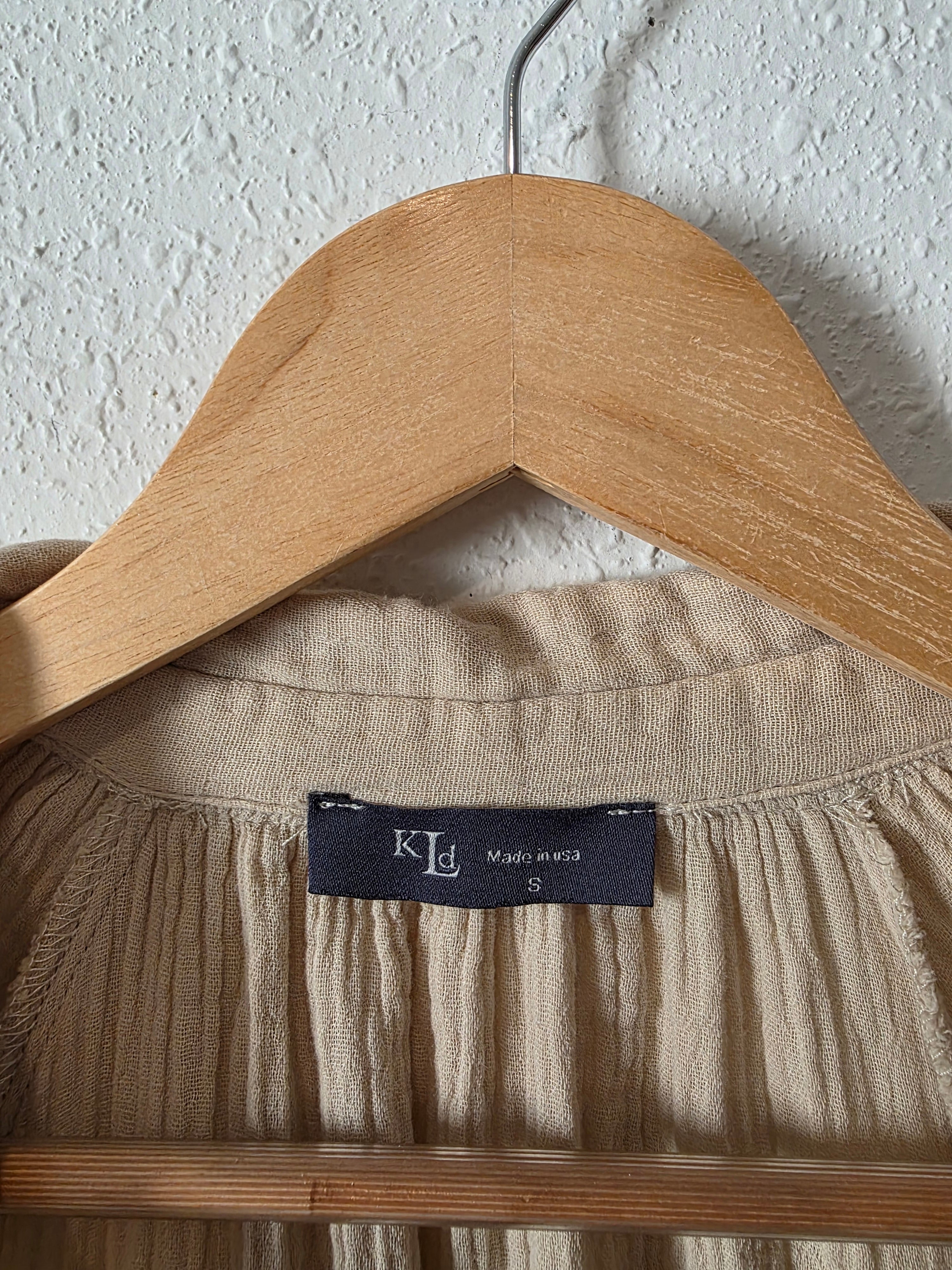 Neutral Cotton Gauze Dress (S)