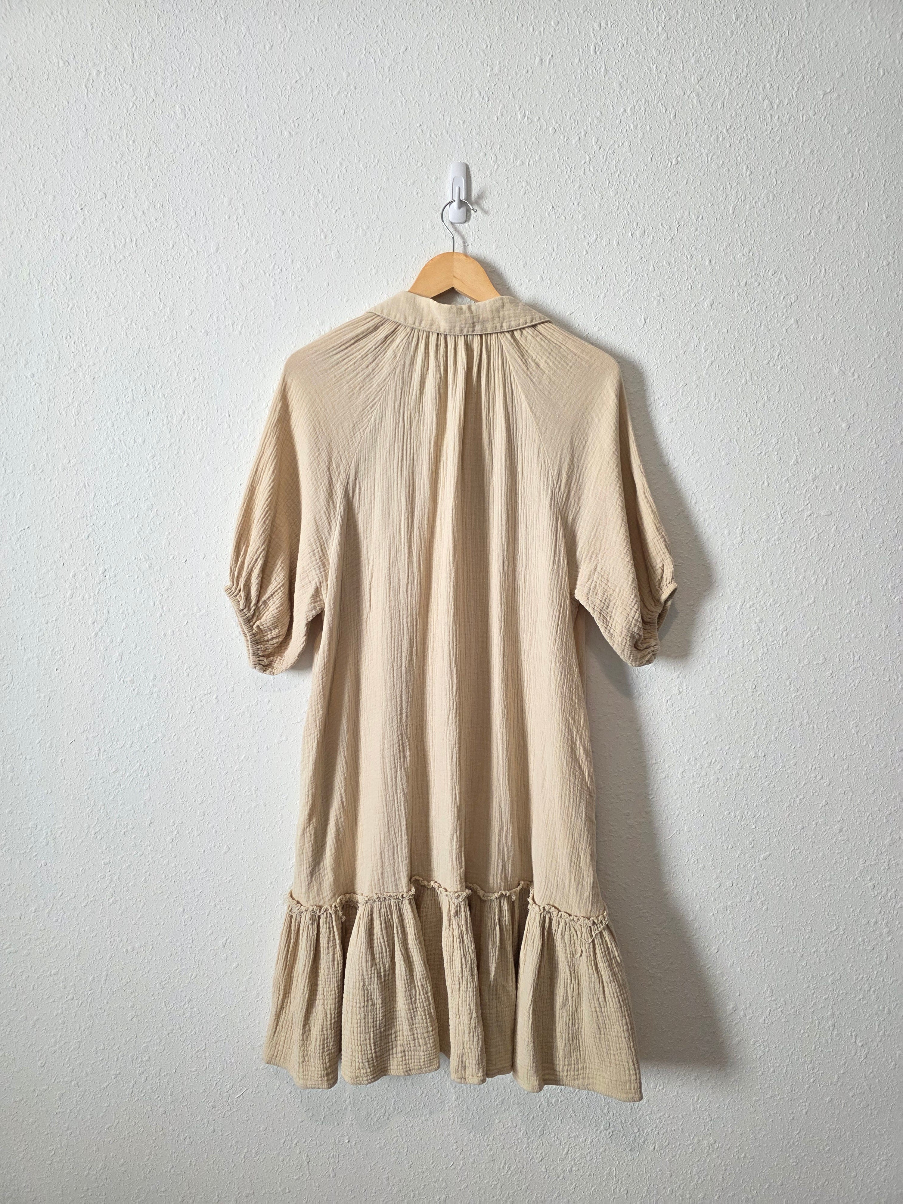 Neutral Cotton Gauze Dress (S)