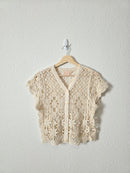 Floral Crochet Button Front Top (S)