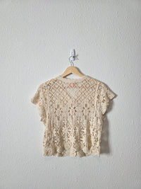 Floral Crochet Button Front Top (S)