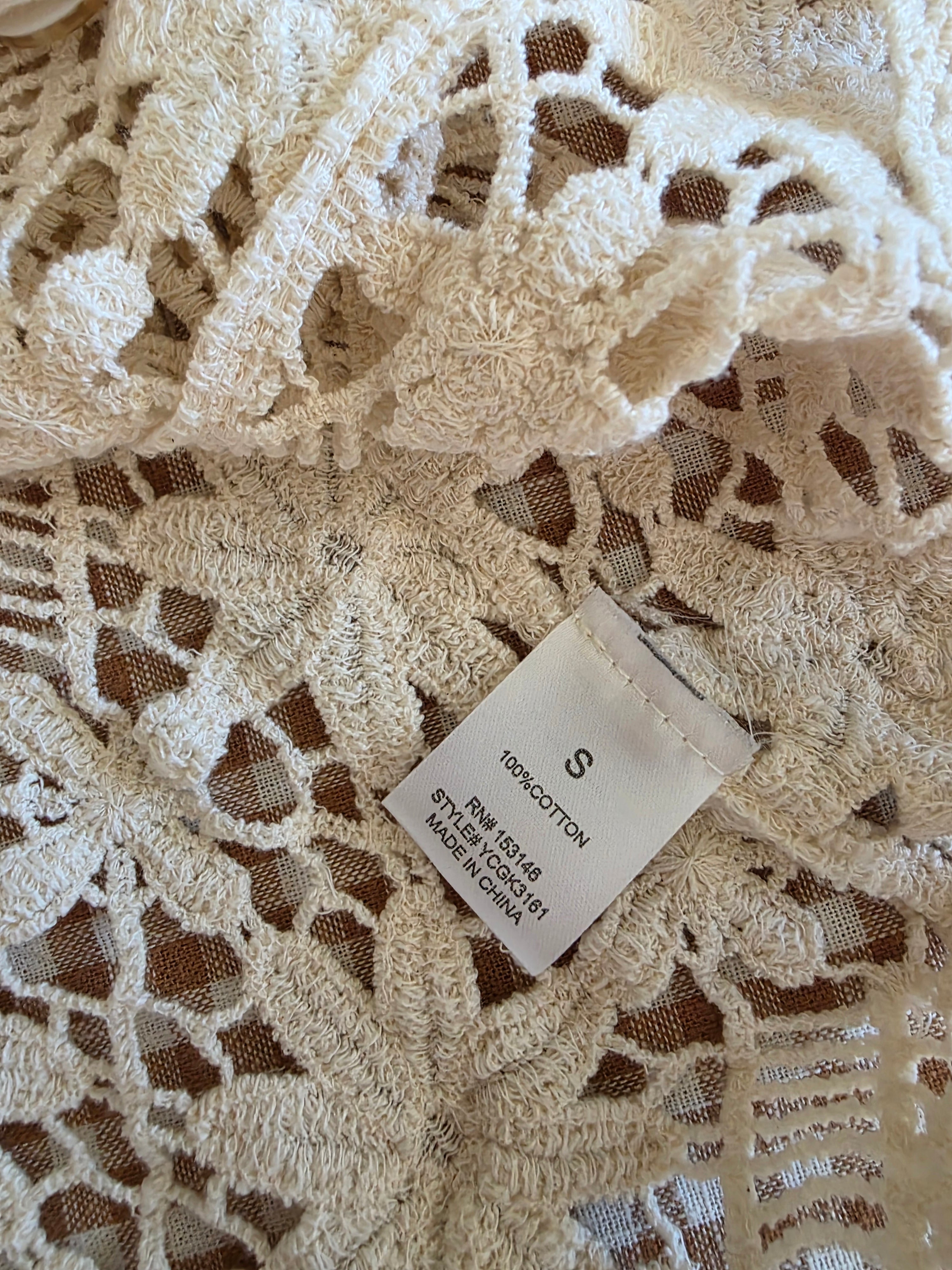Floral Crochet Button Front Top (S)