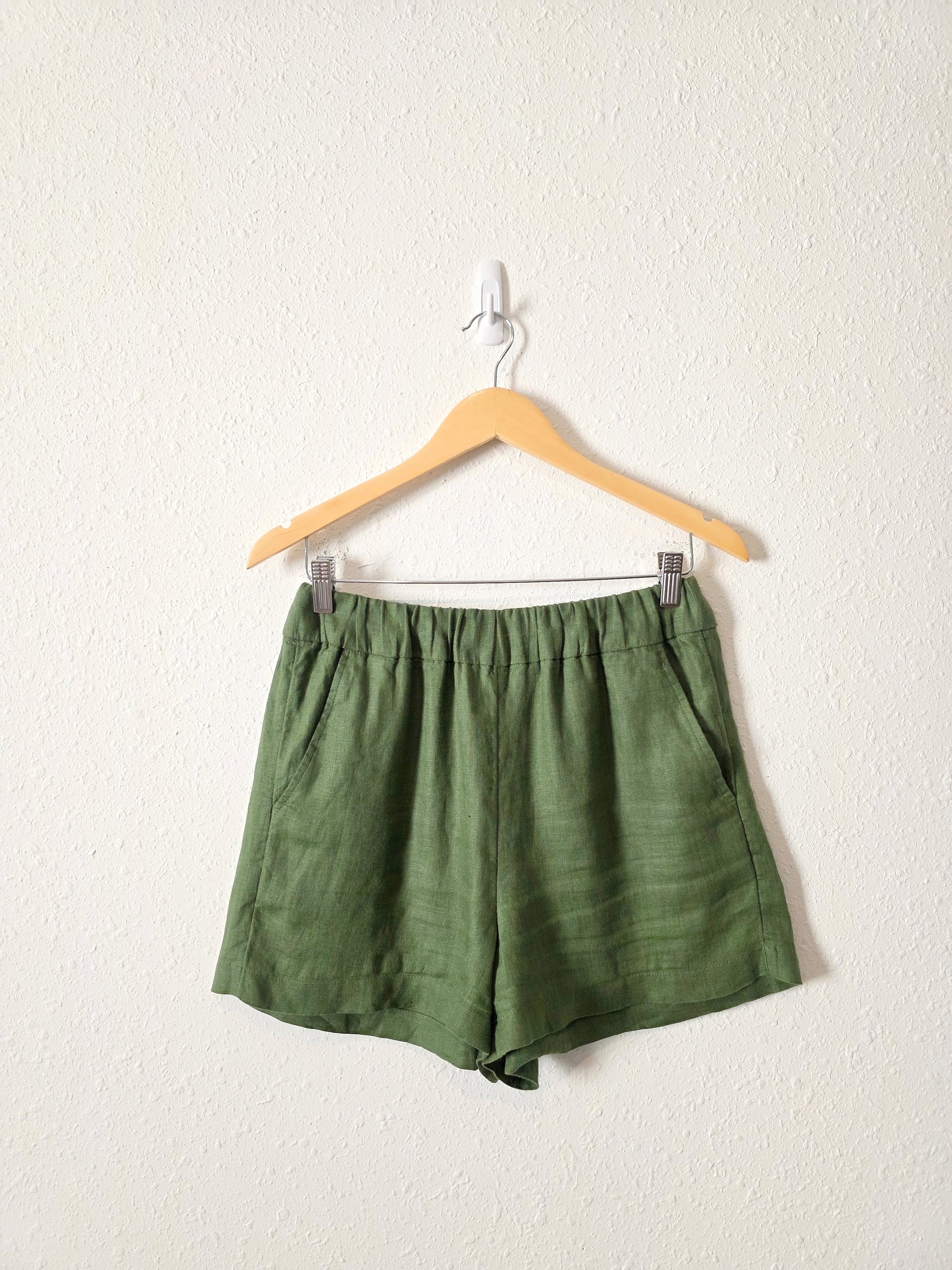 J.Crew Green Linen Relaxed Shorts (XS)
