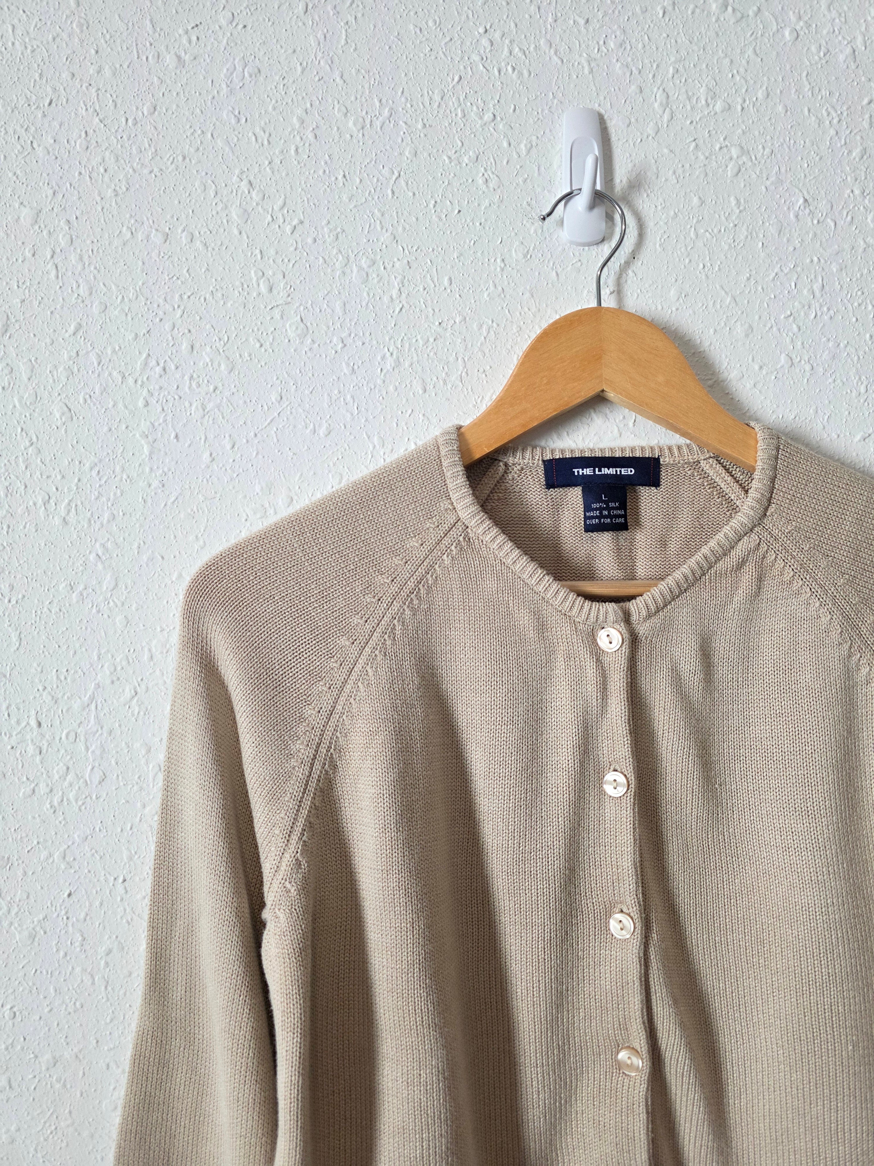 Vintage Neutral Silk Cardigan (L)