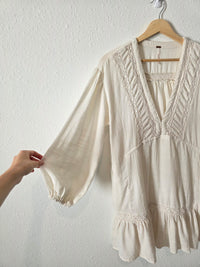 Free People Puff Sleeve Lace Tunic (S)