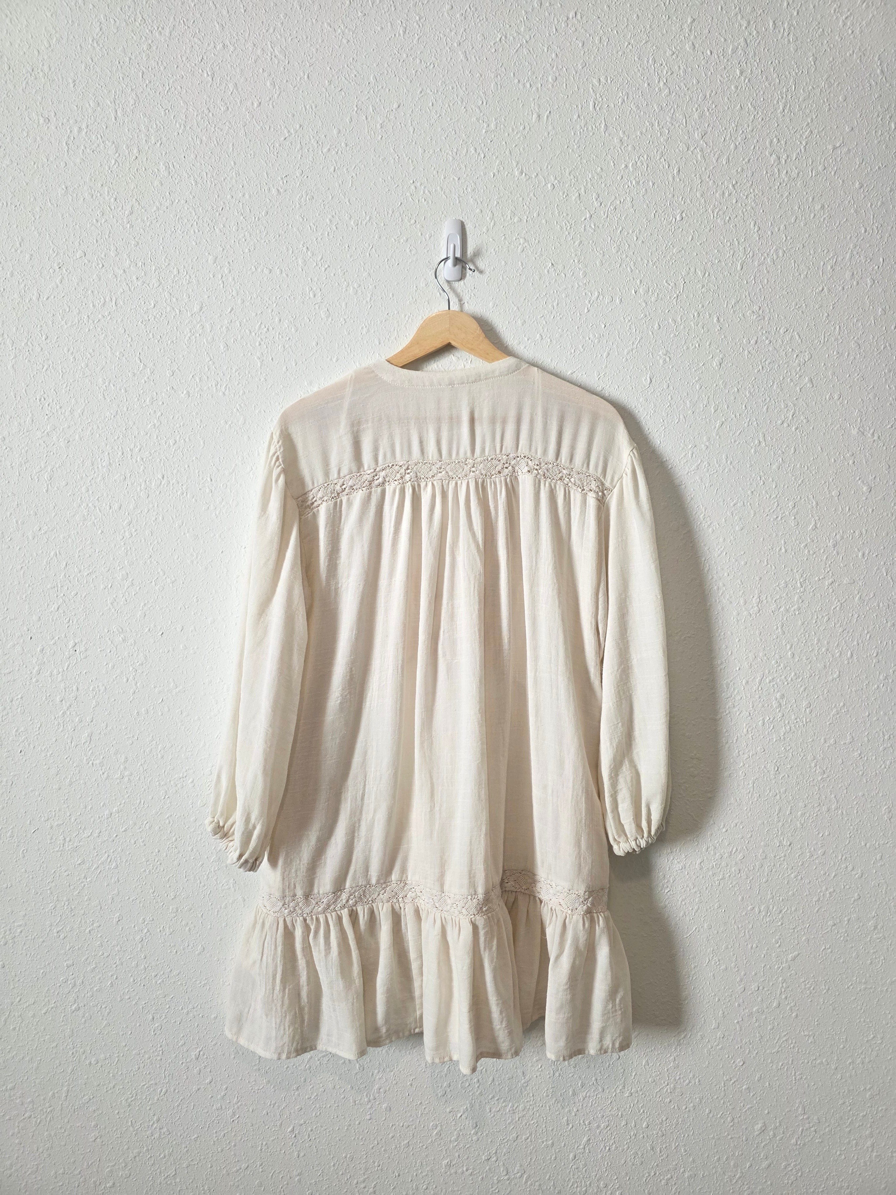 Free People Puff Sleeve Lace Tunic (S)