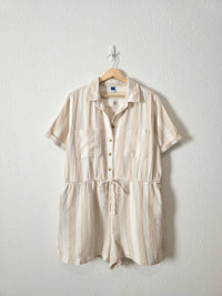 NEW Neutral Striped Cotton Romper (L)