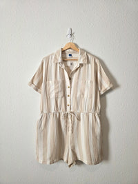 NEW Neutral Striped Cotton Romper (L)