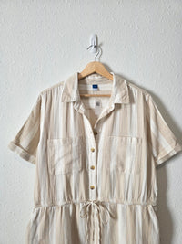 NEW Neutral Striped Cotton Romper (L)