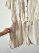 NEW Neutral Striped Cotton Romper (L)