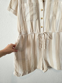 NEW Neutral Striped Cotton Romper (L)