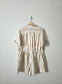 NEW Neutral Striped Cotton Romper (L)