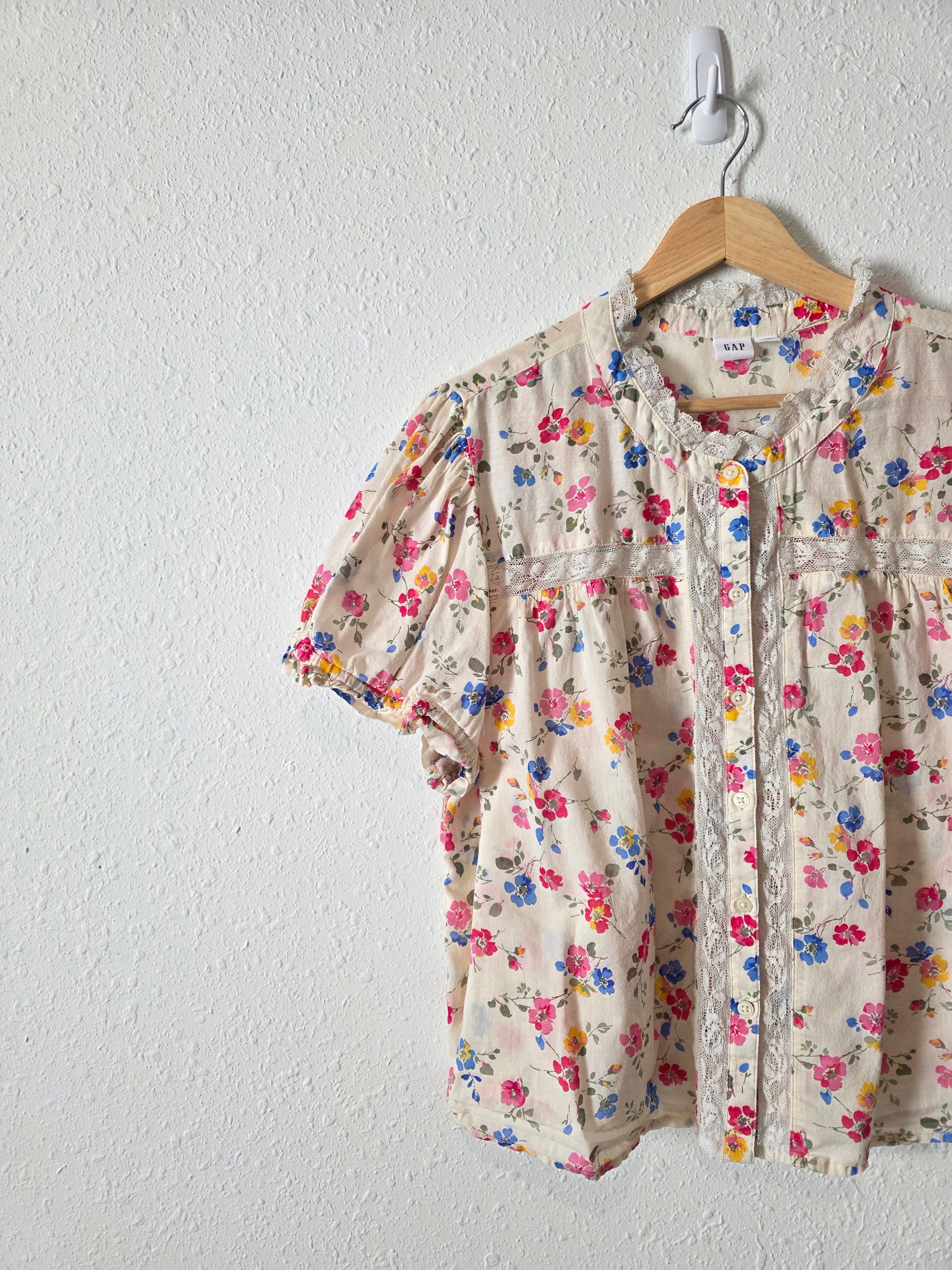 Gap Colorful Floral Lace Blouse (XL)