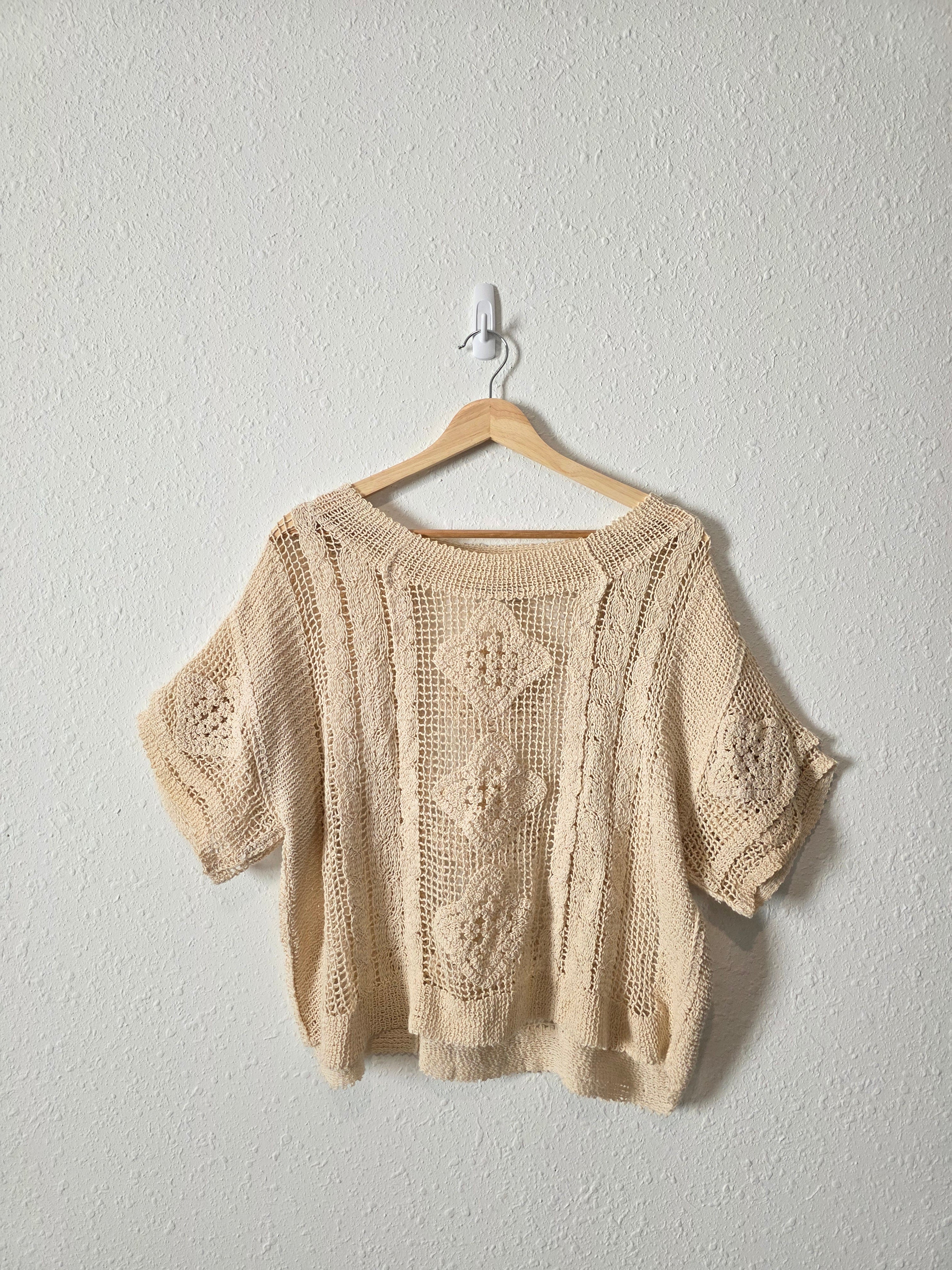 Neutral Relaxed Crochet Top (L)