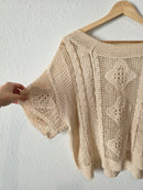 Neutral Relaxed Crochet Top (L)