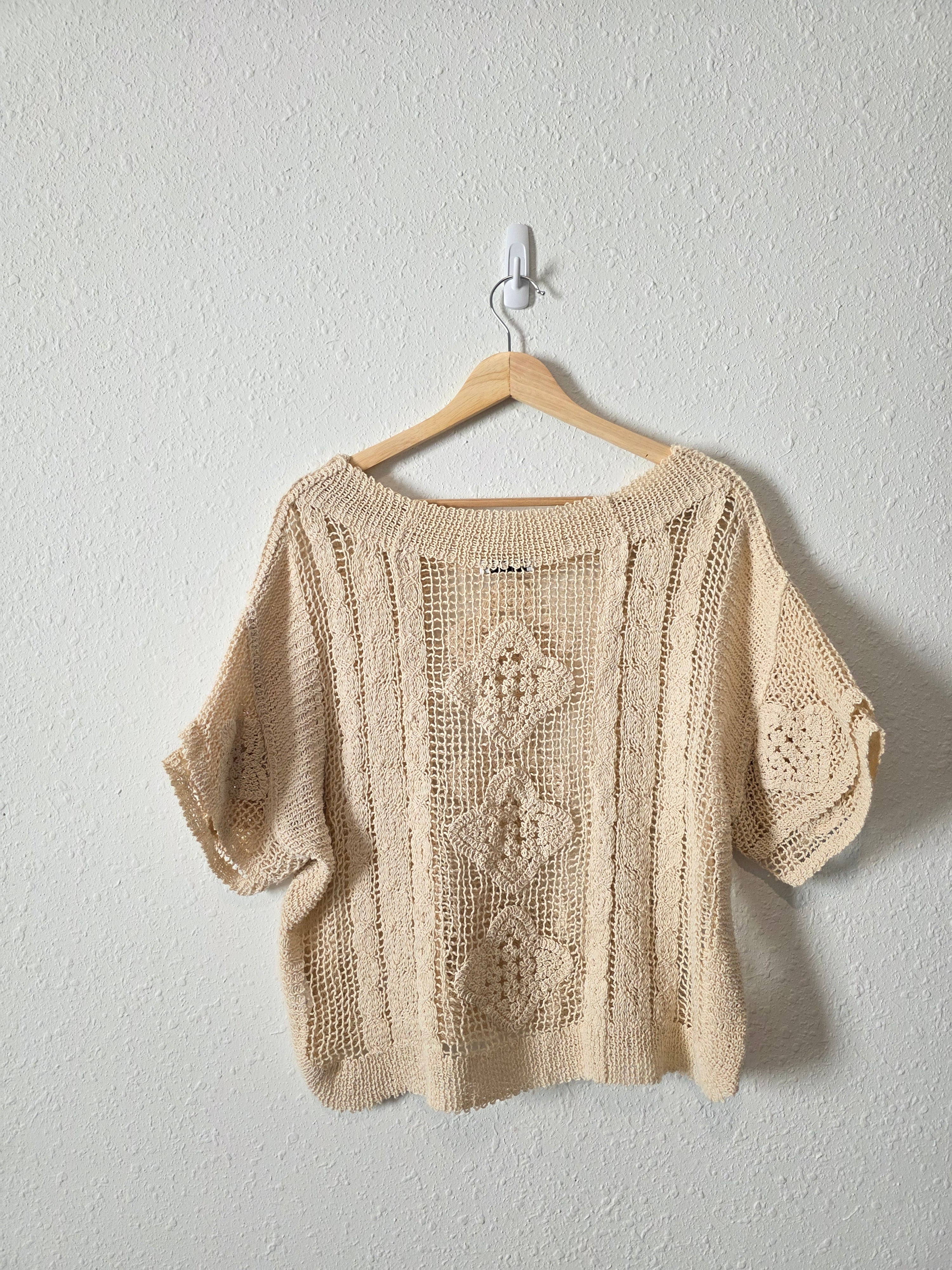 Neutral Relaxed Crochet Top (L)