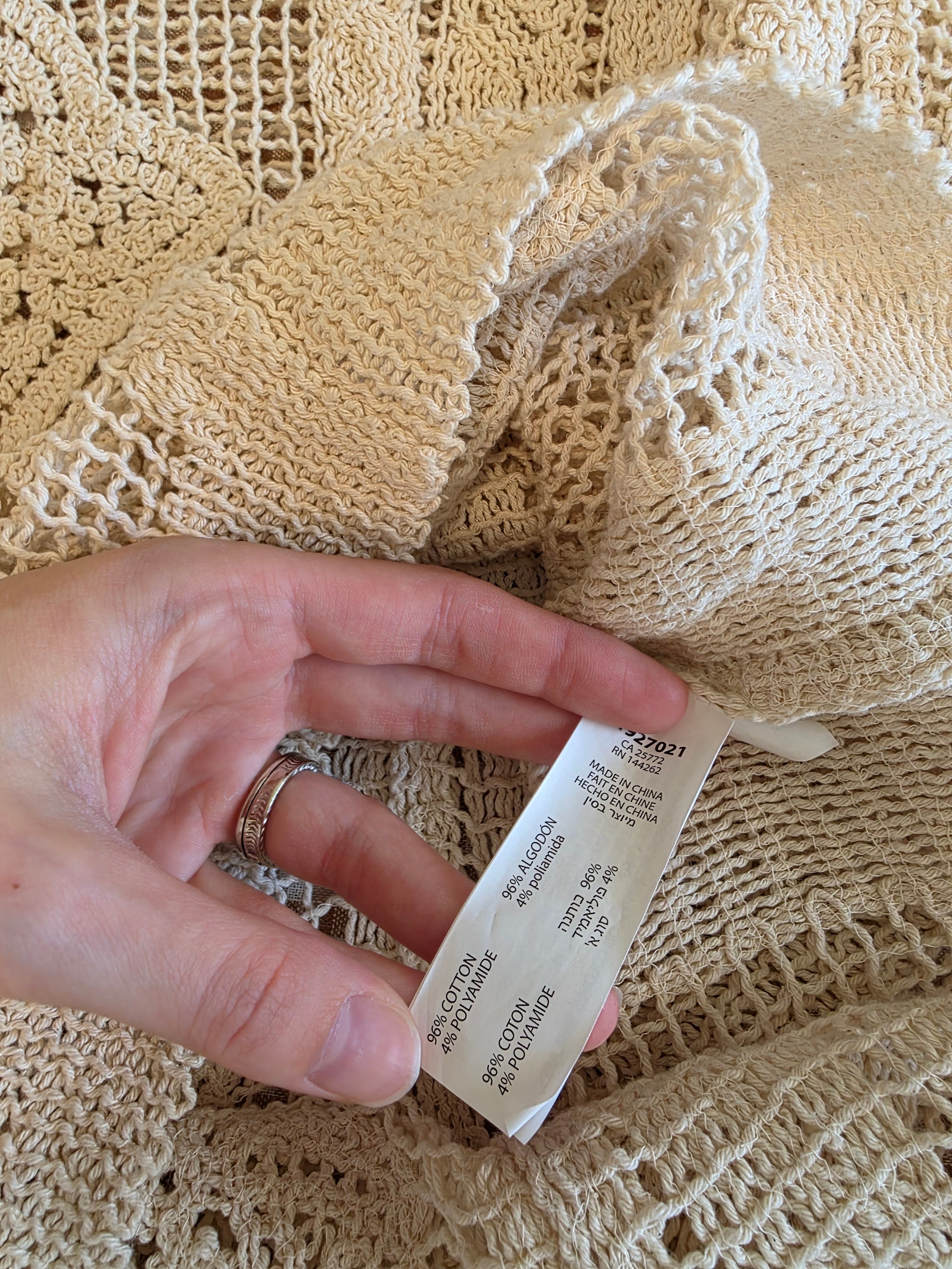 Neutral Relaxed Crochet Top (L)