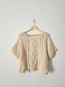 Neutral Relaxed Crochet Top (L)