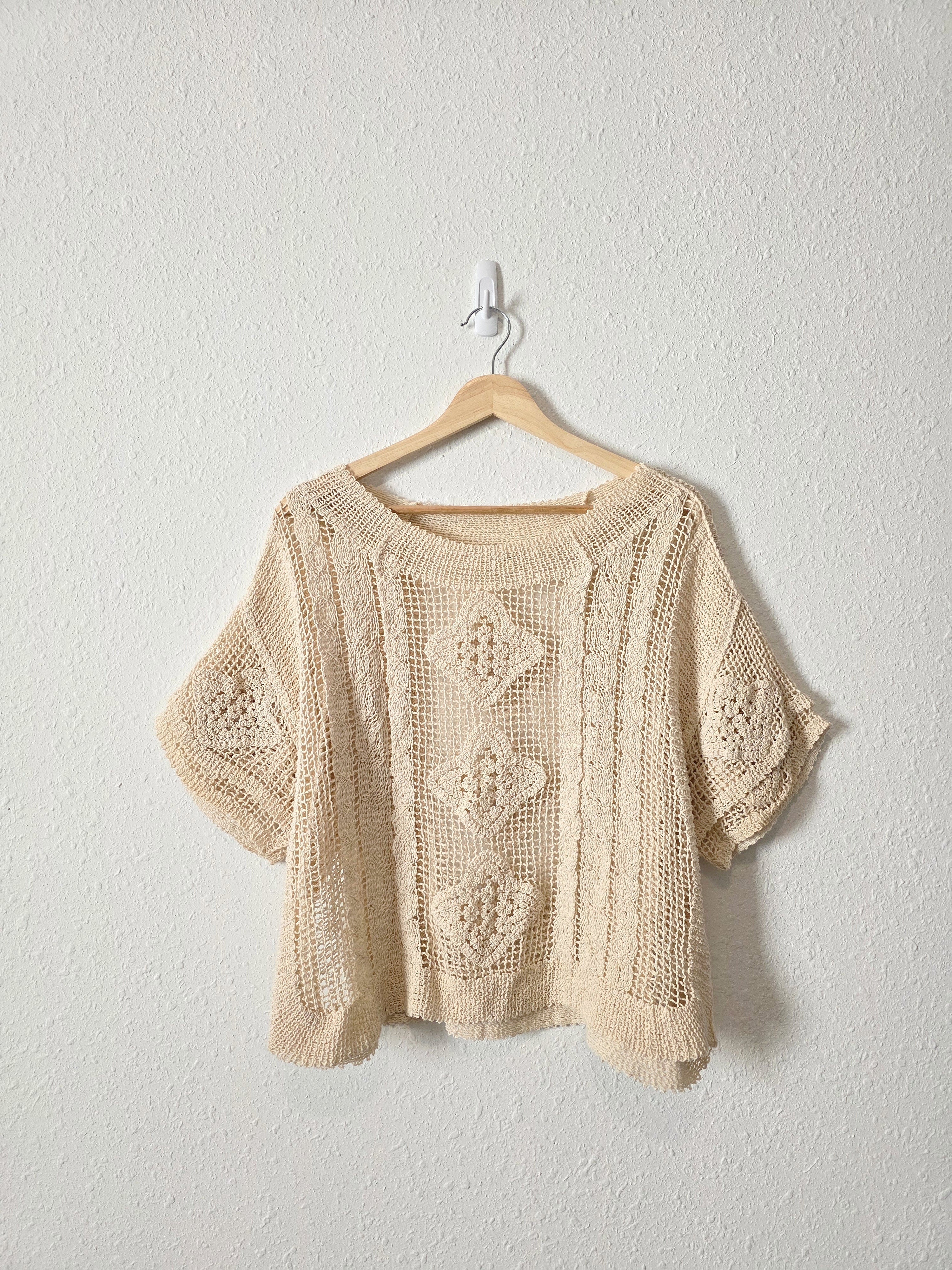 Neutral Relaxed Crochet Top (L)