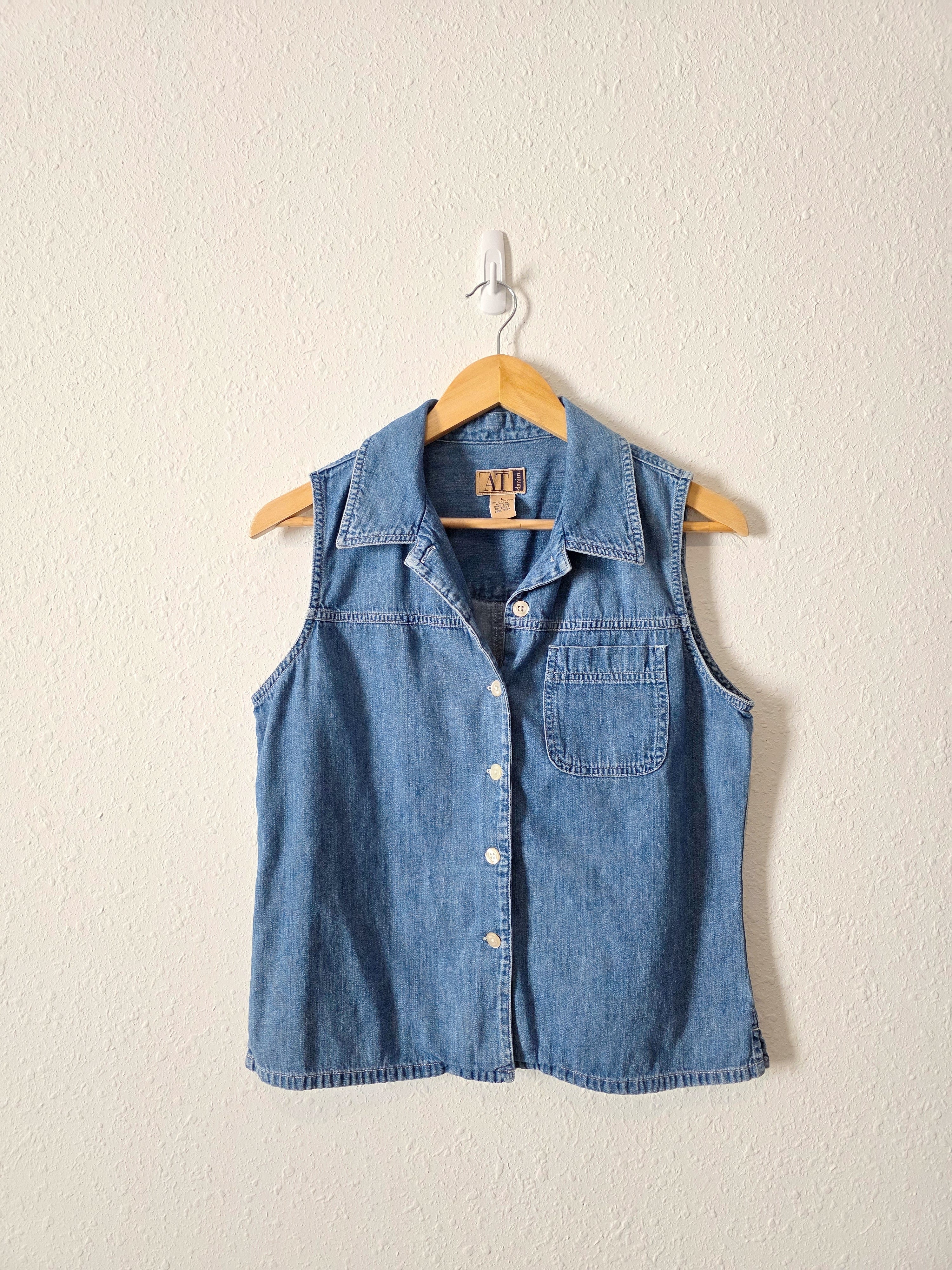 Vintage Button Front Denim Top (L)
