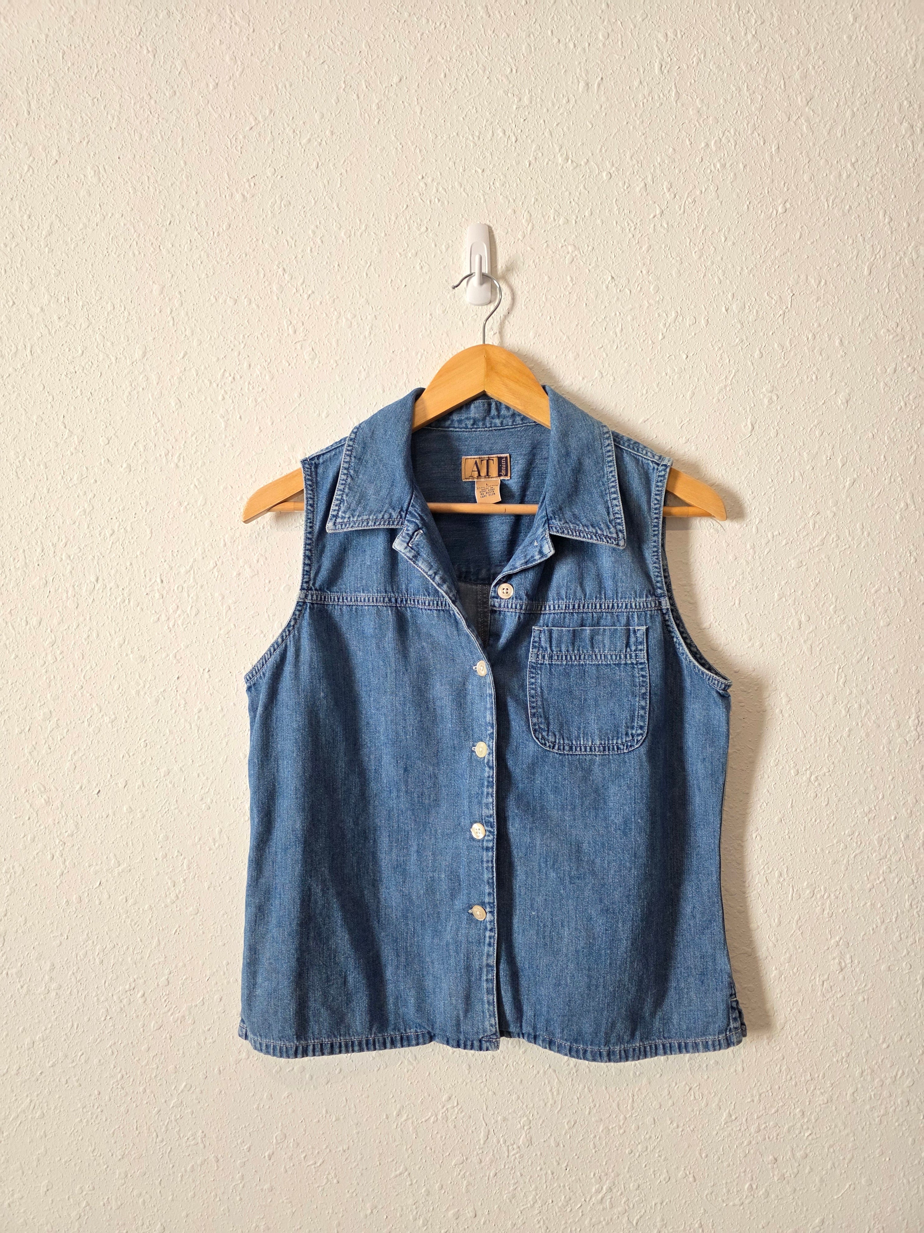 Vintage Button Front Denim Top (L)