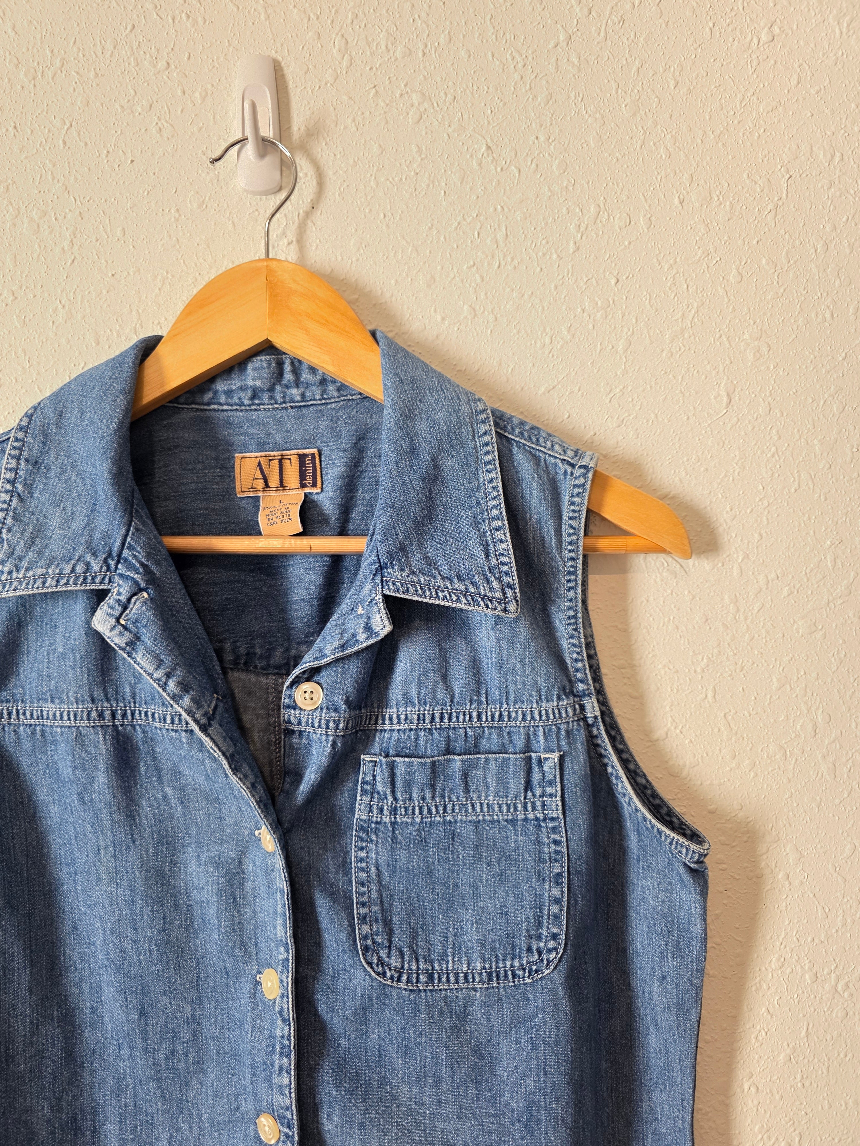 Vintage Button Front Denim Top (L)