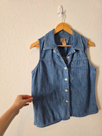 Vintage Button Front Denim Top (L)