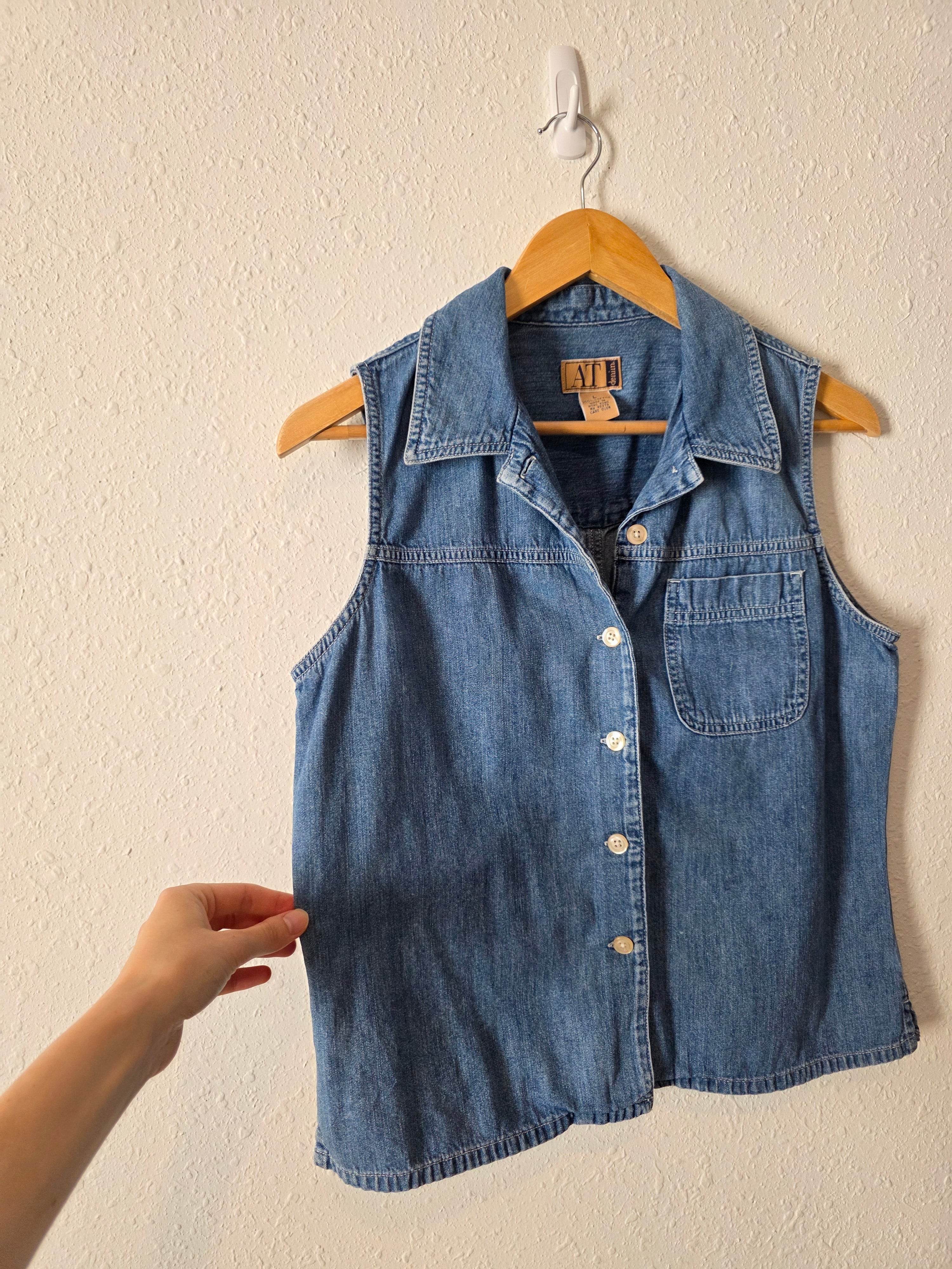 Vintage Button Front Denim Top (L)