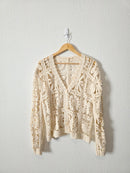 Cream Floral Crochet Cardigan (L)