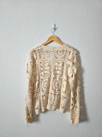 Cream Floral Crochet Cardigan (L)